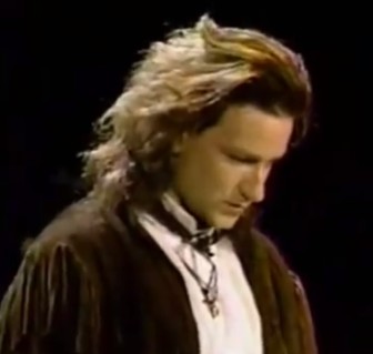 U2's Bono at the Conspiracy of Hope concert at Giants Stadium in June 1986.