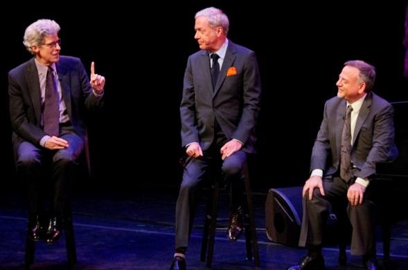 From left, host Ted Chapin and songwriters Scott Wittman and Marc Shaiman on the episode of "American Songbook at NJPAC" that airs tonight on NJTV.