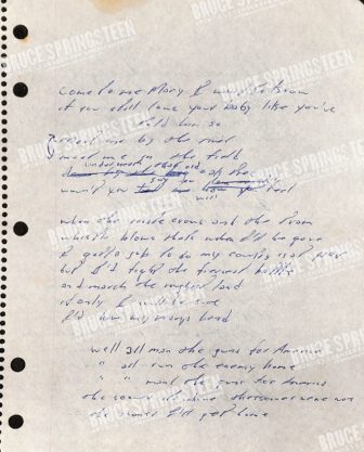 springsteen hand-written lyrics